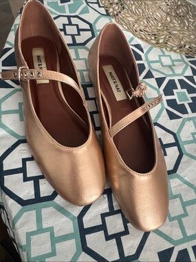 Matt & Nat Rose Gold Vegan Leather Mary Jane Flats with Strap